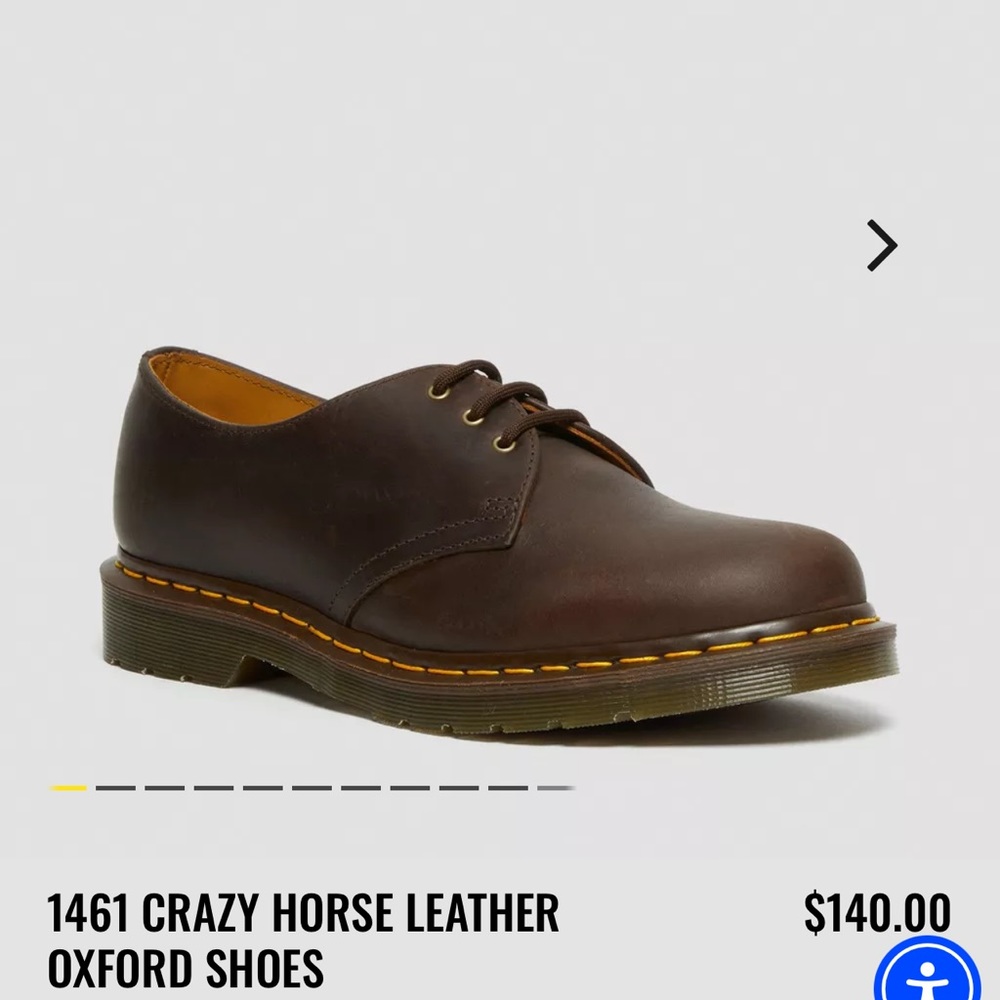Men’s Dr. Martens 1461 crazy horse leather Oxford shoes size 10